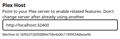 Entering home Plex server URL into input